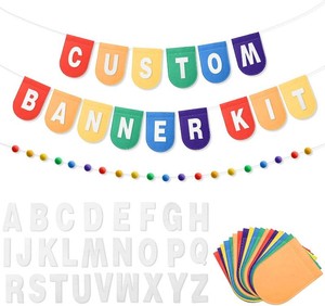 $21 Hahafelt 125 Pcs DIY Custom Felt Name Banner Scallop Handmade, Rainbow