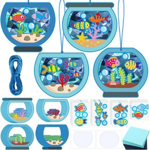 Chiisong Fish Crafts for Kids, 24 Sets Fishbowl Tissue Paper Craft Kit