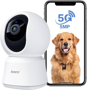 $28 ARENTI 5MP Pet Camera P2Q, 5G WiFi 6 Indoor Security Camera, Free Phone App