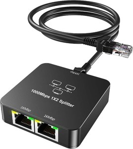 Ethernet Splitter 1 to 2 Out with Cat 6 Ethernet Cable