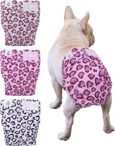 $23 CuteBone Washable Dog Diapers Female No Tail Hole 3 Pack Reusable Doggie Period Training Pants for Docked-Tail Frenchie French Bulldog Boston Terrier Without Tail