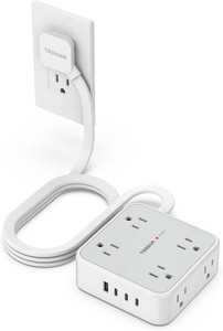 $30 TESSAN Surge Protector Power Strip with 900J Surge Protection, 5 Ft, Grey