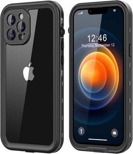 Protebox for iPhone 12 Pro Max Waterproof Case with Built-in Screen Protector, Shockproof Dustproof Full Body Protective IP68 Waterproof Phone Case for iPhone 12 Pro Max 6.7 inch (BlackClear)