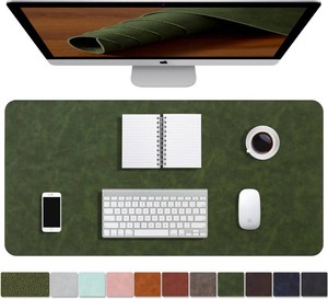 Distressed Leather Desk Mat - Non-Slip PU Leather Desk Pad Protector - Large Waterproof Mouse Pad Computer Keyboard Desk Mat Desk Accessories for Office & Home (Forest Green, 23.6x15.7)