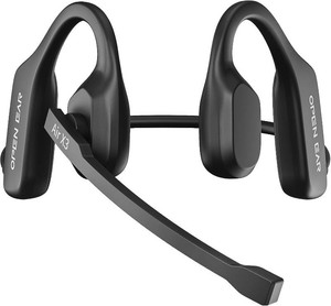 $60 Open Ear Headphones with Mic, Wireless Headset with Mic for Work Calls, AI Noise Cancelling Mic, Air Conduction Trucker Bluetooth Headset with Mute Button, 32g Lightweight for Driving Workout, Black