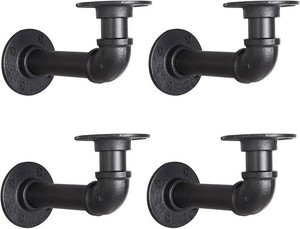 $30 Industrial L Pipe Shelf Brackets for 6-12 in Depth Wood,5.5In 4 Pack