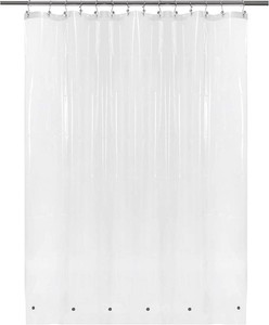 Barossa Design 82x74 Wide Shower Curtain Liner with Hooks, Clear
