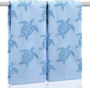 Gilprop 2 Pcs Sea Turtle Hand Towels, Ocean Blue