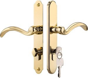 $80 MaxxGeek Storm Door Handle Accessory Set fit Pella Storm Door Handle Replacement Part, with Key and Lock Cylinder, Mortise Lock Not Included (Polished Gold)