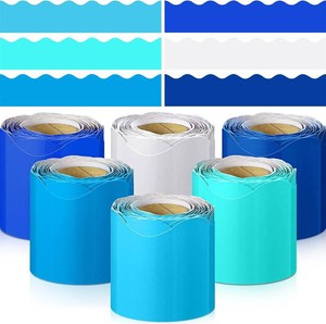 $20 6 Roll Scalloped Bulletin Board Border Poster Decor, Blue, 196.8 ft