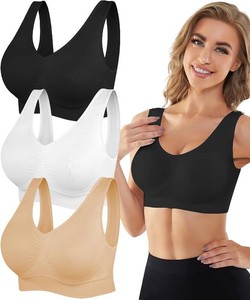 $39 YADIFEN Womens Sports Bras 346 Pack Wireless Seamless Yoga Sleep Bra Size L