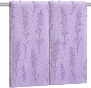 SmoothNovelty 2 Pcs Purple Lavender Hand Towels 100% Cotton Jacquard Weave
