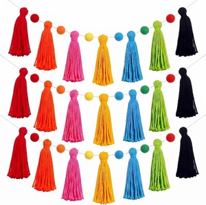 Syhood 3 Pcs Pastel Rainbow Tassel Garland Boho Classroom decor, Colorful