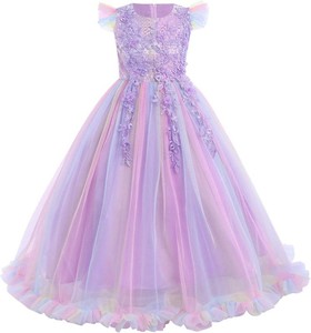 $39 Flower Girls Maxi Dress Bridesmaid Wedding Pageant Party Princess Communion Floral Boho Vintage Lace Dance Gown Size 7-8 Year Olds