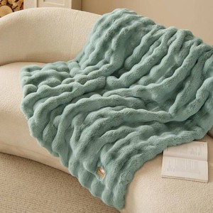 $55 Bedsure Fluffy Bubble Faux Fur Throw XL Blanket, 50x70, Sage Green
