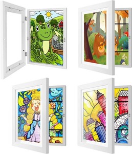 $39 4 Pack Kids Art Frames 8.5x11 Inch Kids Artwork Flip Frame Changeable for Picture Display, Children School Drawing Projects Storage, Horizontally Vertically Wall Hanging, Front Opening, White