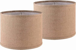$42 Burlap Lamp Shades Set of 2 Large Durm Lamp Shade 16 Top x 16 Bottom x 12 High (Spider Modern Lampshade for Table and Bedside Lamp - By PAPAYA