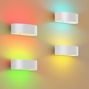 $46 Motion Sensor Wall Light, 5000mAh Rechargeable Battery Operated Wall Sconces with Remote, 15 RGB Colors 3 White Temps Dimmable, Wireless Wall Sconces for Hallway, Living Room, Stairwell, Bedroom