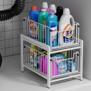 $33 2-Tier Pull Out Cabinet Organizer, Slide Out Under Sink Organizer