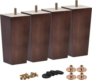 $26 6 Inch Wooden Furniture Legs, Tchosuz Set of 4 Solid Wood Walnut Pyramid Sofa Legs Couch Feets with 516 inch Bolt & Rubber Floor Protectors & Screws, Mid-Century Furniture Replacement for Home DIY