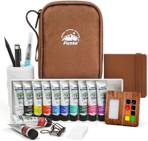 $30 Funto Travel Watercolor Paint Set, Premium Walnut Wood 8-Well, Pocket Kit