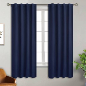 $28 BGment Rod Pocket and Back Tab Blackout Curtains for Bedroom - Thermal Insulated Room Darkening Curtains for Living Room, 2 Window Curtain Panels (38 x 63 Inch, Navy Blue)