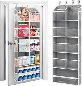$46 JARLINK Over the Door Organizer, Extra Large Storage for Bedroom, Grey