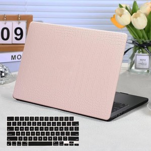 $21 Funut for MacBook Pro 13 Inch Case 2024 2023 2022-2016 Release M2 M1 A2338 A2289 A2251 A2159 A1989 A1706 A1708 Touch Bar, Crocodile Leather Laptop Hard Shell Case & Keyboard Cover,Pink