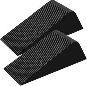 $23 Large Rubber Door Stoppers Wedge for Bottom of Door, Tall up to 2 Inch, 2-Pack Non-Slip Doorstops for Floor, Black Big Sturdy Doorstop for Home Office School Commercial Use