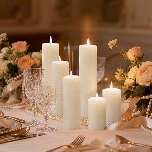 $24 6 Pack White Pillar Candles Bulk Set, 2x3 2x4 2x6 Inch - 2 Each Size, Dripless Smokeless Clean Burning for Wedding Centerpieces, Home Decor, Church, Romantic Ambiance