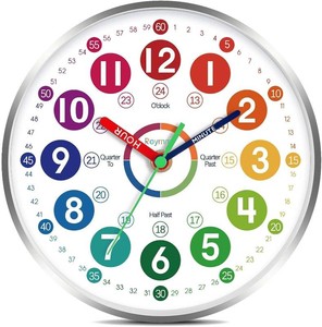 $22 Roymnie Wall Clock 10 for Kids Learning Teaching Silent Battery Operated