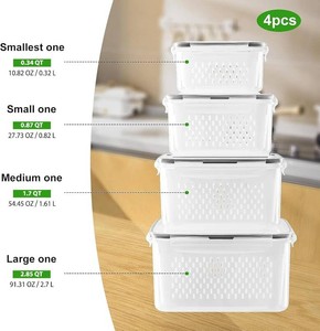 Freshmage Fruit Storage Containers for Fridge with Removable Colander 4 PCS Small 4