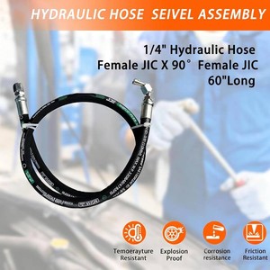 $42 Autovo Hydraulic Hose Swivel Assembly 14 Hydraulic Hose with Female JIC X 90  Female JIC 60 Long 5800 psi 26711-04-04-60IN-90