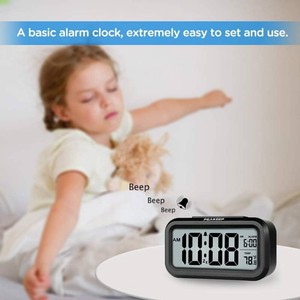 Peakeep Night Light Digital Alarm Clock Battery Operated Indoor Temperature Black