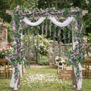 $23 Mavee 28.8ft Artificial Wisteria Garland, 4 Pcs Silk Hanging Flowers,Purple