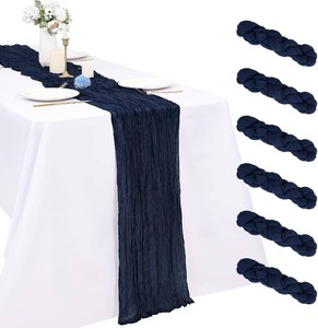 YMHPRIDE 6 Pack Navy Blue Cheesecloth Table Runner 17x108in Gauze Runners