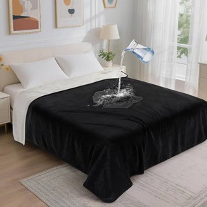 $43 LOOBANI Waterproof Blanket for Twin Bed, Black Throw Blanket 60 x 80
