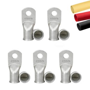 $51 40 AWG 516 (M8) 30 Pcs Tinned Copper Wire 0000 Gauge Ring Terminals Connector Lug with 38Pcs 31 Heat Shrink Tubing Black & Red& Yellow Battery Cable Ends Stud for DIY Electrical Wiring