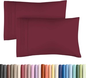 Standard Pillow Cases Set of 2 - Ultra Soft Pillowcase Covers - Burgundy