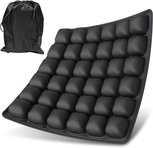 $39 Inflatable Seat Cushion for Air Travel with Built-in Manual Pump, Portable, Breathable, Non-Slip, Waterproof Lycra Cover (Matte Black)