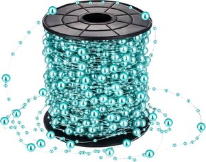 Yinder 200 Feet Christmas Beads Pearl Garland Ornaments, Teal Blue