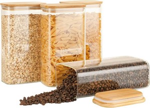 $42 D2scrma 56oz1.8Qt Rectangle Glass Storage Containers with Lids 4-Pack