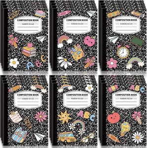 Resurhang 24 Pack Mini Composition Notebooks, 6 Cute Styles, 60 Sheets