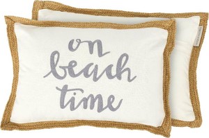 $31 Primitives by Kathy Beach Time Decorative Throw Pillow, Jute, White, 15 Length x 10 Height