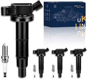 $49 4PCS UF333 Ignition Coil with Iridium spark plug 7092 for Toyota Camry Corolla RAV4 Highlander Matrix Solara Scion tC xB Pontiac Vibe Lexus HS250h 1.8L 2.4L Replacement 90919-02244
