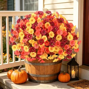 $20 14 PCS Artificial Mums for Outdoor Planters, Fake Fall Flowers Artificial