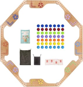 $40 WodGod Jokers and Marbles Board Game Pegs and Jokers Game for 2-8 Player Wood Board Game with 8 Game Boards 4 Decks of Cards 48 Marbles Holidays and Casual Social Gatherings