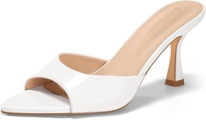 $40 Coutgo Womens Kitten Heel Sandals Heeled Mules Pointed Open Toe High Heels Size 9.5