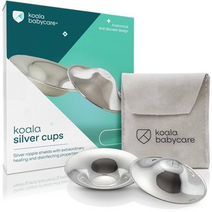 $40 Koala Babycare The Original Silver Nursing Cups - Nipple Shields for Breastfeeding Newborn - Breastfeeding Essentials - Protect and Soothe - Tri-Laminate Silver - Maxi Size