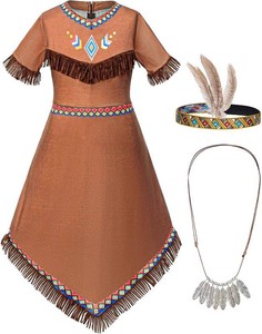 $20 Native American Costume Girls Dress Indigenous American Indians Kids Cosplay 6-7 Years